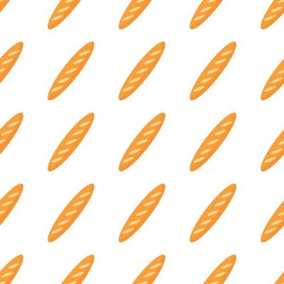 Vector seamless pattern with soft fresh bread or baguette isolated on white background
