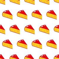 Vector seamless pattern with piece of cheese in a red package isolated on white background