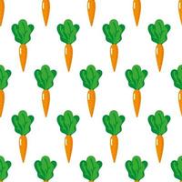 Vector seamless pattern with whole ripe carrots with tops isolated on white background