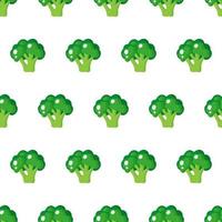 Vector seamless pattern with whole ripe green broccoli isolated on white background