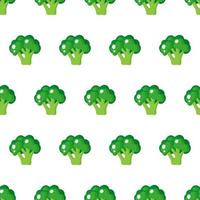 Vector seamless pattern with whole ripe green broccoli isolated on white background