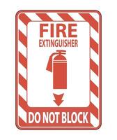 Fire Extinguisher Do Not Block sign on white background vector