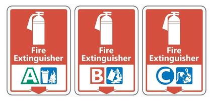 Symbol Fire Extinguisher A B C Sign on white background vector