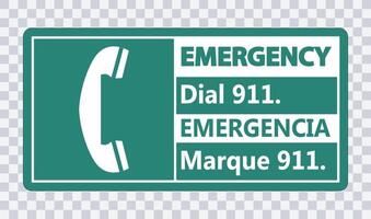 señal de llamada de emergencia bilingüe 911 vector