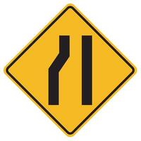 Warning signs Road narrows on left side on white background vector