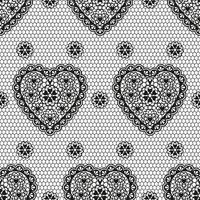 Seamless pattern of black ornament with hearts for a wedding or Valentine's Day. vector