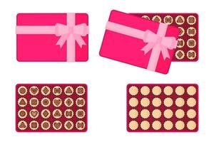 Rectangular pink box of chocolates for Valentine's Day. vector