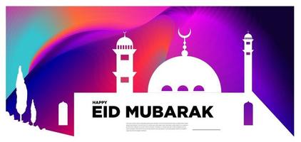 vector colorido banner de tarjeta de felicitación islámica y mubarak