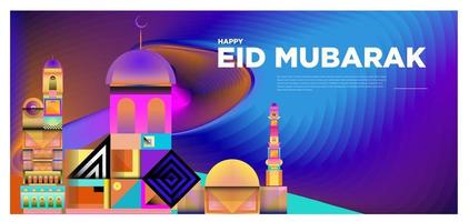 vector colorido banner de tarjeta de felicitación islámica y mubarak