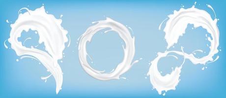 Milk splashes isolated on blue background vector