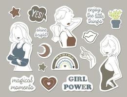 Collection of stickers for girls. vector