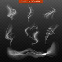 Steam smoke realistic set vector