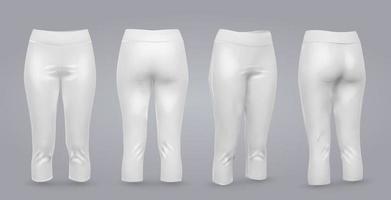 Women leggings mockup in front and back view, isolated on a gray background. 3D realistic vector illustration