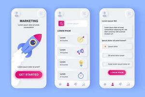 Digital marketing unique neomorphic mobile app design kit vector