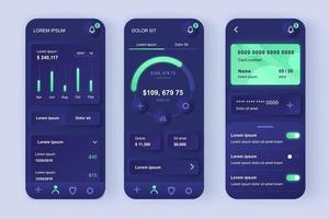 Finance services unique neomorphic mobile app design kit vector