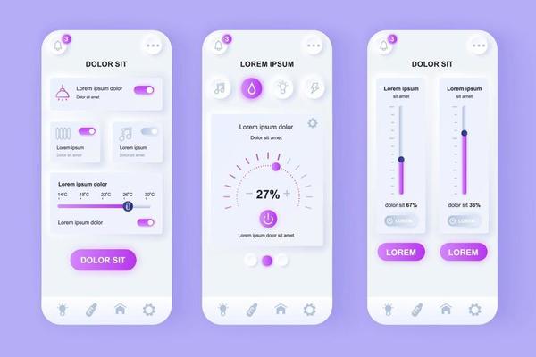 Smart Home unique neomorphic mobile app design kit