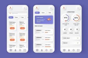 Online learning platform unique neomorphic mobile app design kit vector