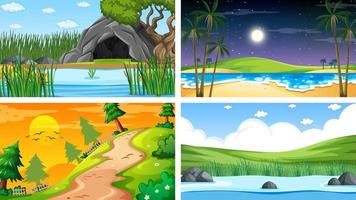 Four different scene of nature park and forest vector