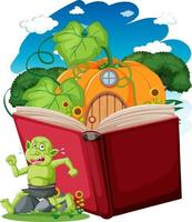 Goblin or troll cartoon character with a story book vector