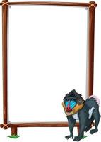 Empty banner with mandrill on white background vector