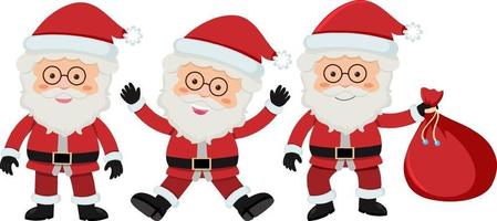 Set of Santa Claus cartoon character with different positions vector