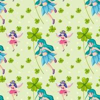 Fairy seamless pattern with clover leaves vector