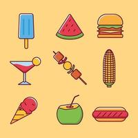 colección de iconos de comida de verano vector