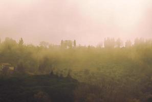 Foggy countryside landscape photo