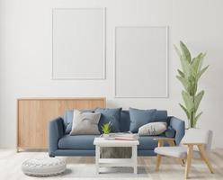 Living room, minimal style, 3D rendering