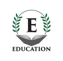 Education logo with book and leaf design vector