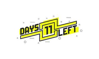 11 days left countdown sign for sale or promotion. vector