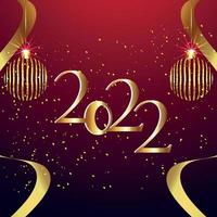 Golden text effect of happy new year 2022 invitation greeting card vector