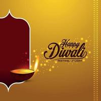 Happy diwali festival of light with vector diya