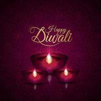 Happy diwali the festival of light invitation greeting card with creative vector diwali diya