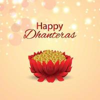 Dhanteras sale background with Coin Pot and diya vector