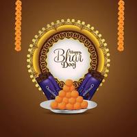 Happy bhai dooj background and creative diya vector