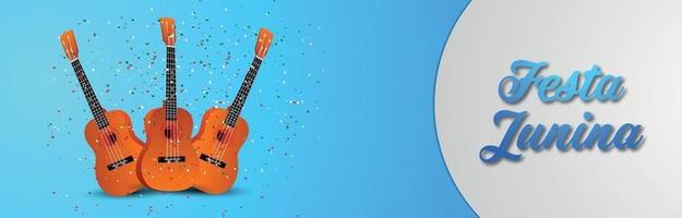 Banner de invitación de festa junina con o encabezado con guitarra vector