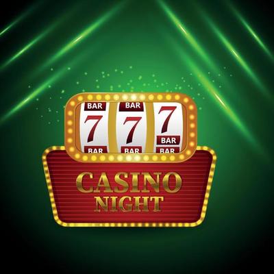 Casino online golden text effect with slot machine on green background