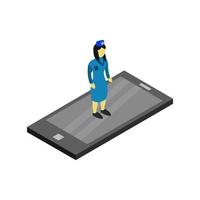 Isometric Doctor Online On Smartphone vector