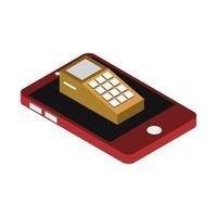 Pos Terminal On Isometric Smartphone vector