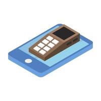 Pos Terminal On Isometric Smartphone vector