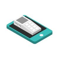 terminal pos en teléfono inteligente isométrico vector