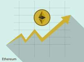 Business ethereum coin concept growth chart on graph background.vector Illustrator vector