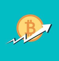 Bitcoin Business,Arrow soar to coin on background.vector Illustrator vector