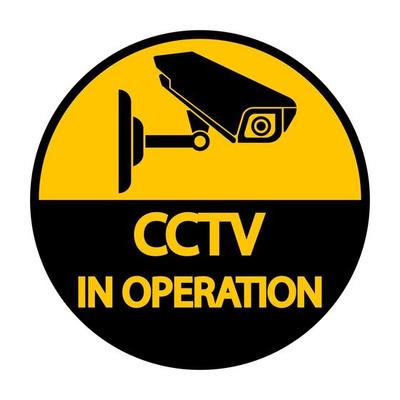 CCTV Camera label.Black Video surveillance sign on white background.vector illustration