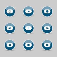 symbol icon set media player control white round buttons. vector illustrator