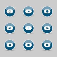 symbol icon set media player control white round buttons. vector illustrator