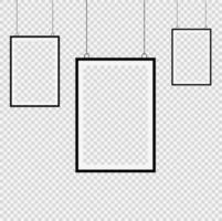 Set Realistic black picture frame on transparent background.vector illustrator vector