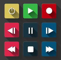 symbol icon set media player control white round buttons. vector illustrator