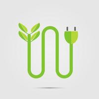 enchufe de alimentación verde dos colores ecología emblema o logotipo. ilustración vectorial vector